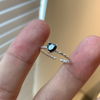 Sterling Silver Black Zirconia Love Ring